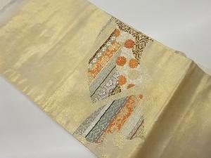 地紙に菊唐草・古典柄模様織り出し名古屋帯